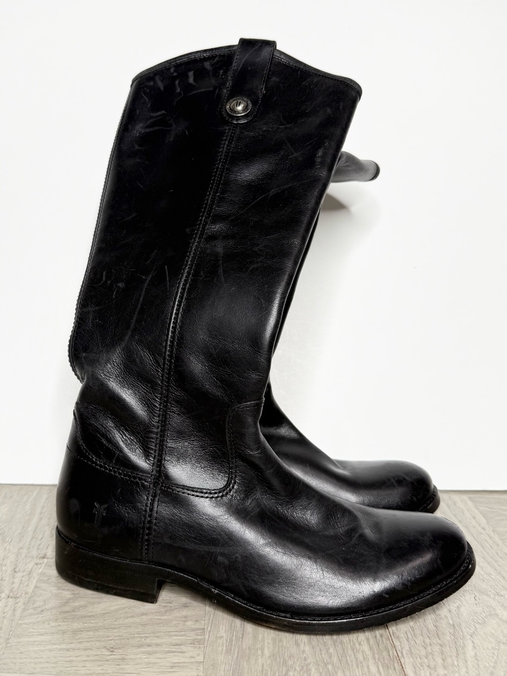 Frye Melissa Black Leather Riding Boot 6B